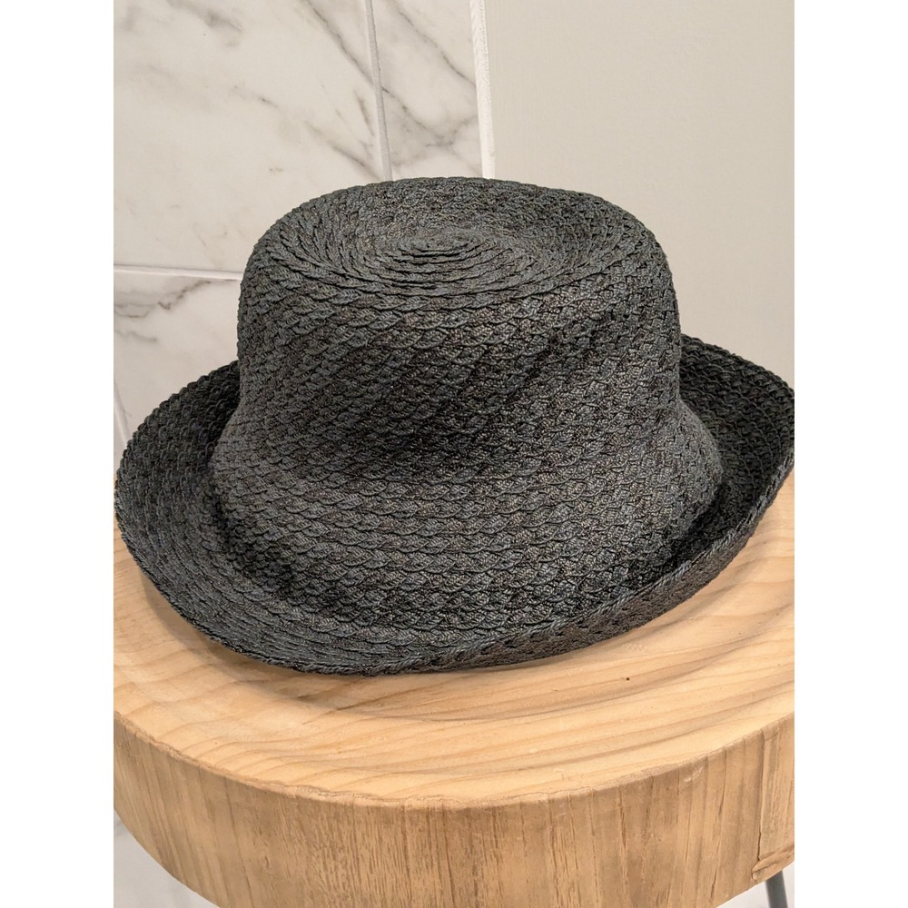 Eric Javits New York Black Packable‎ Woven Straw Bucket Sun Hat - Picture 3 of 5